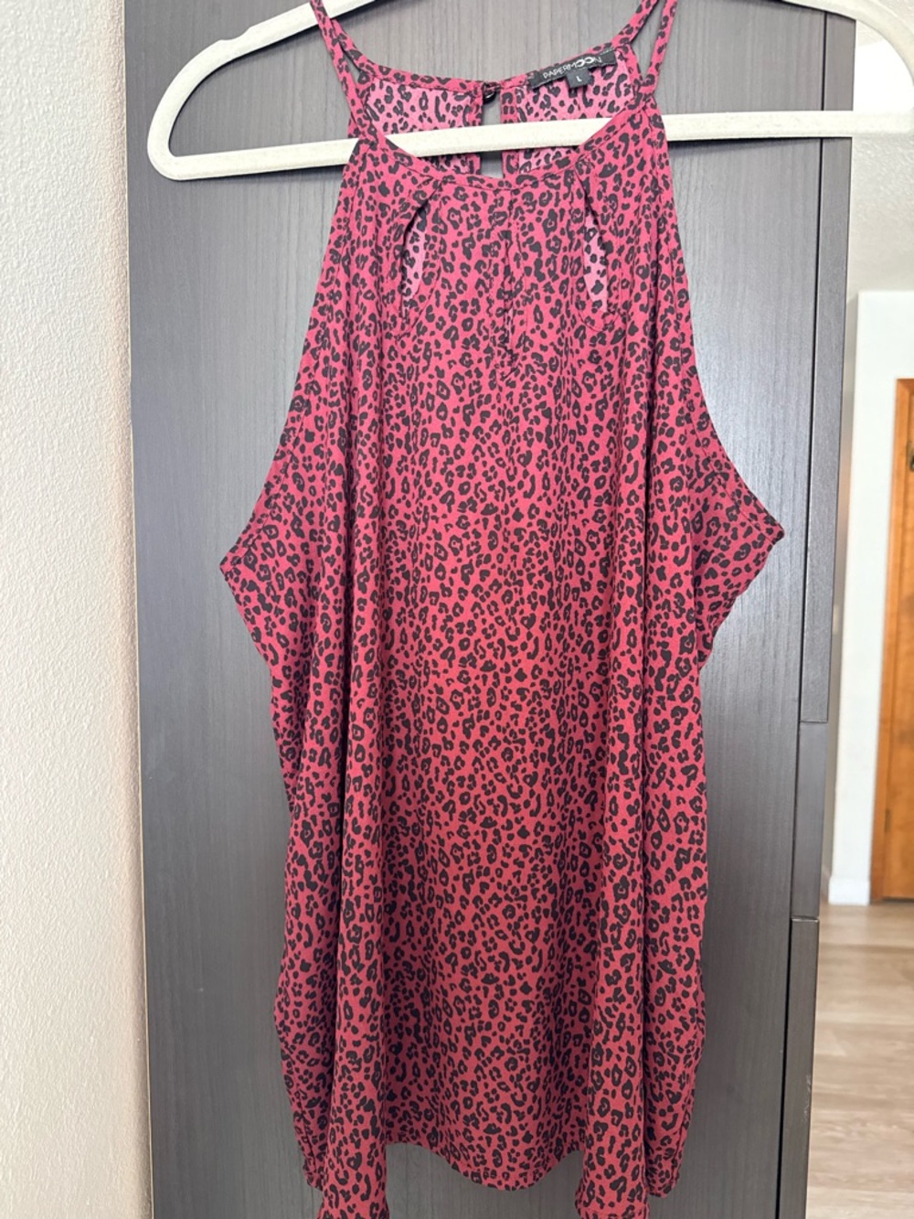 Papermoon Pink Leopard Print Halter Tank Top